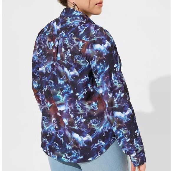 Torrid Plus Size 6 Animals of Harry Potter Galaxy Madison Button Front Blouse - Picture 3 of 4